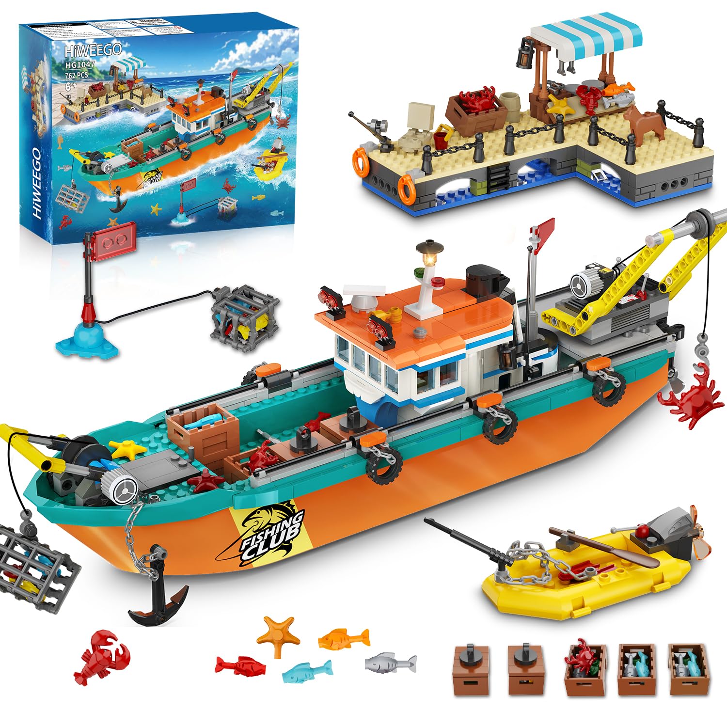 Amazon.com: City Fishing Boat Wharf Building Set - Floatable Sea